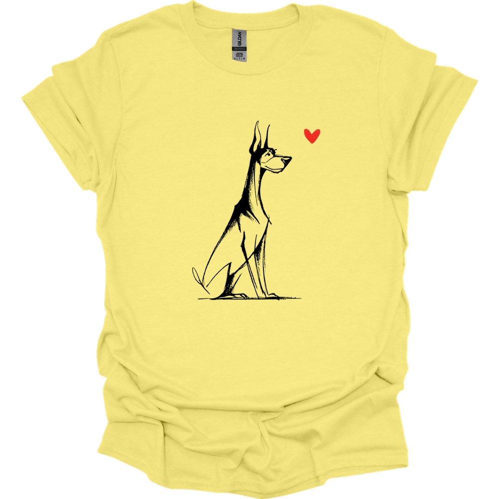 Doberman - Sketch Dog T-Shirt - Cornsilk