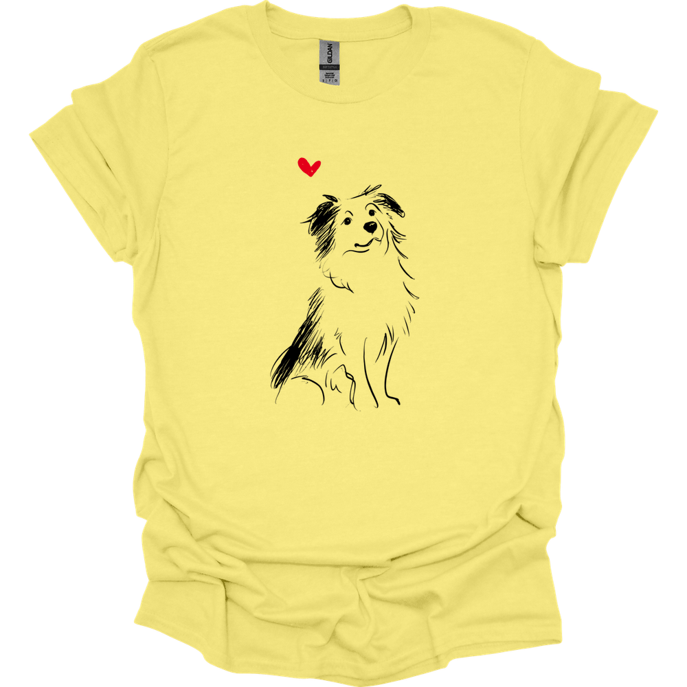 Miniature American Shepherd - Sketch Dog T-Shirt - Cornsilk