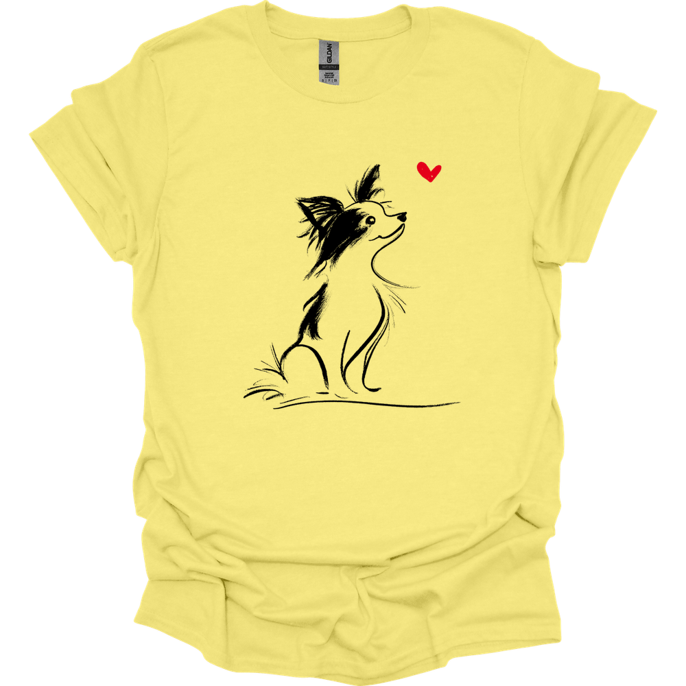 Papillon - Sketch Dog T-Shirt - Cornsilk