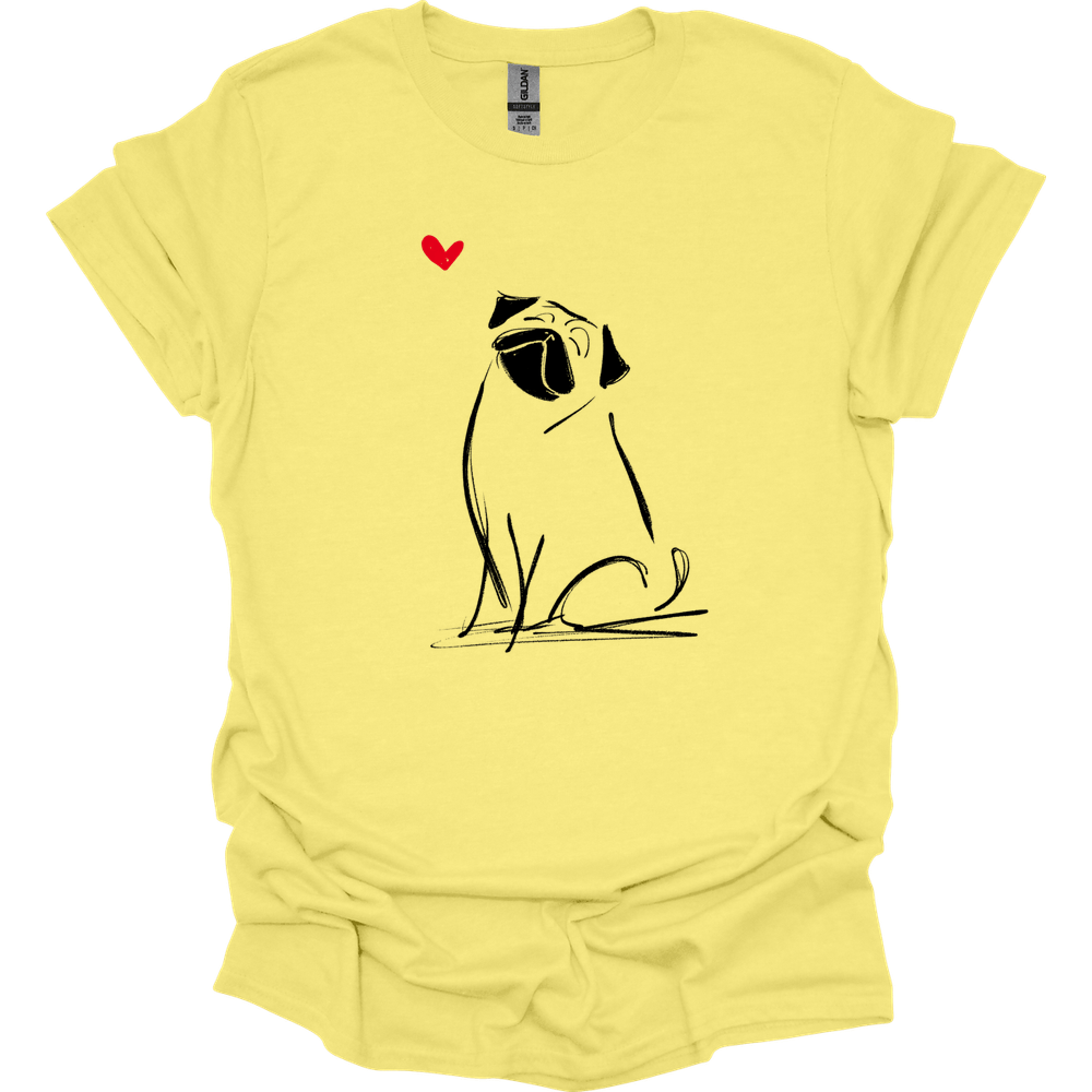 Pug - Sketch Dog T-Shirt - Cornsilk