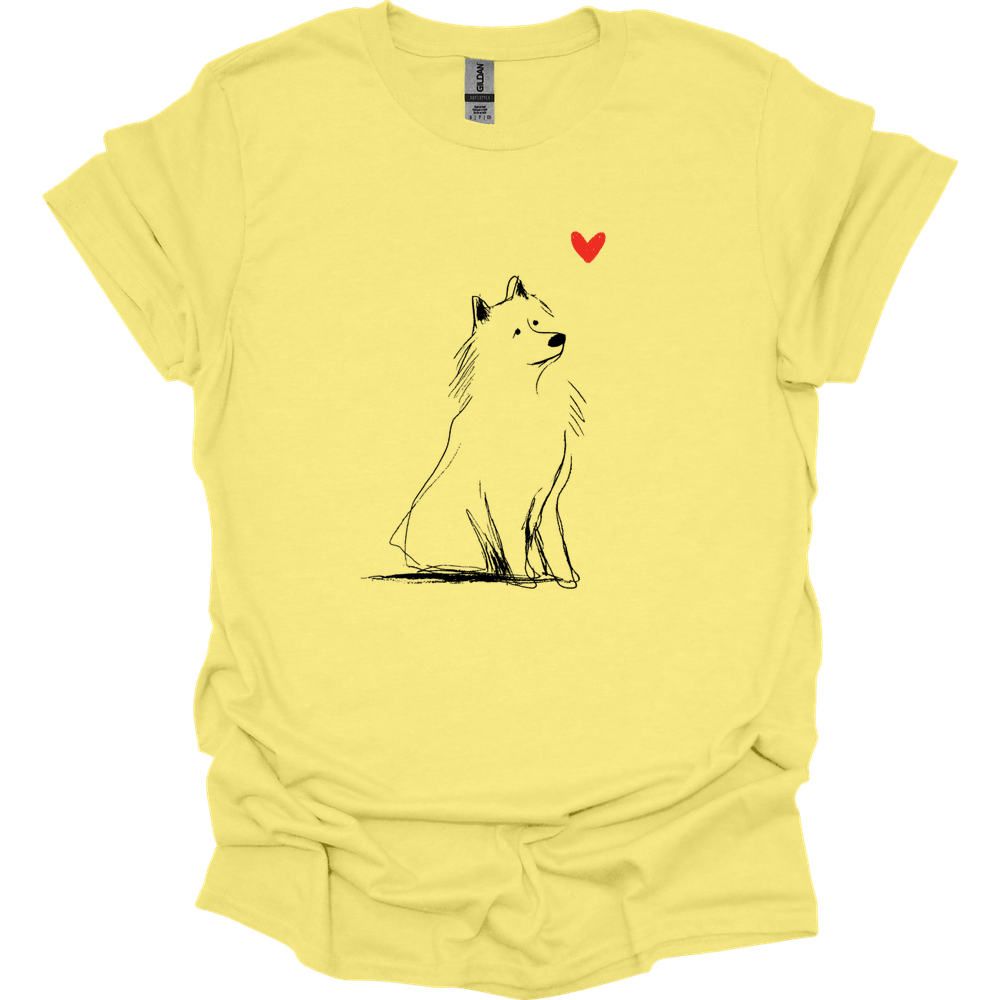 Samoyed - Sketch Dog T-Shirt - Cornsilk