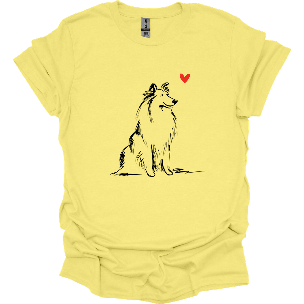 Shetland Sheepdog - Sketch Dog T-Shirt - Cornsilk