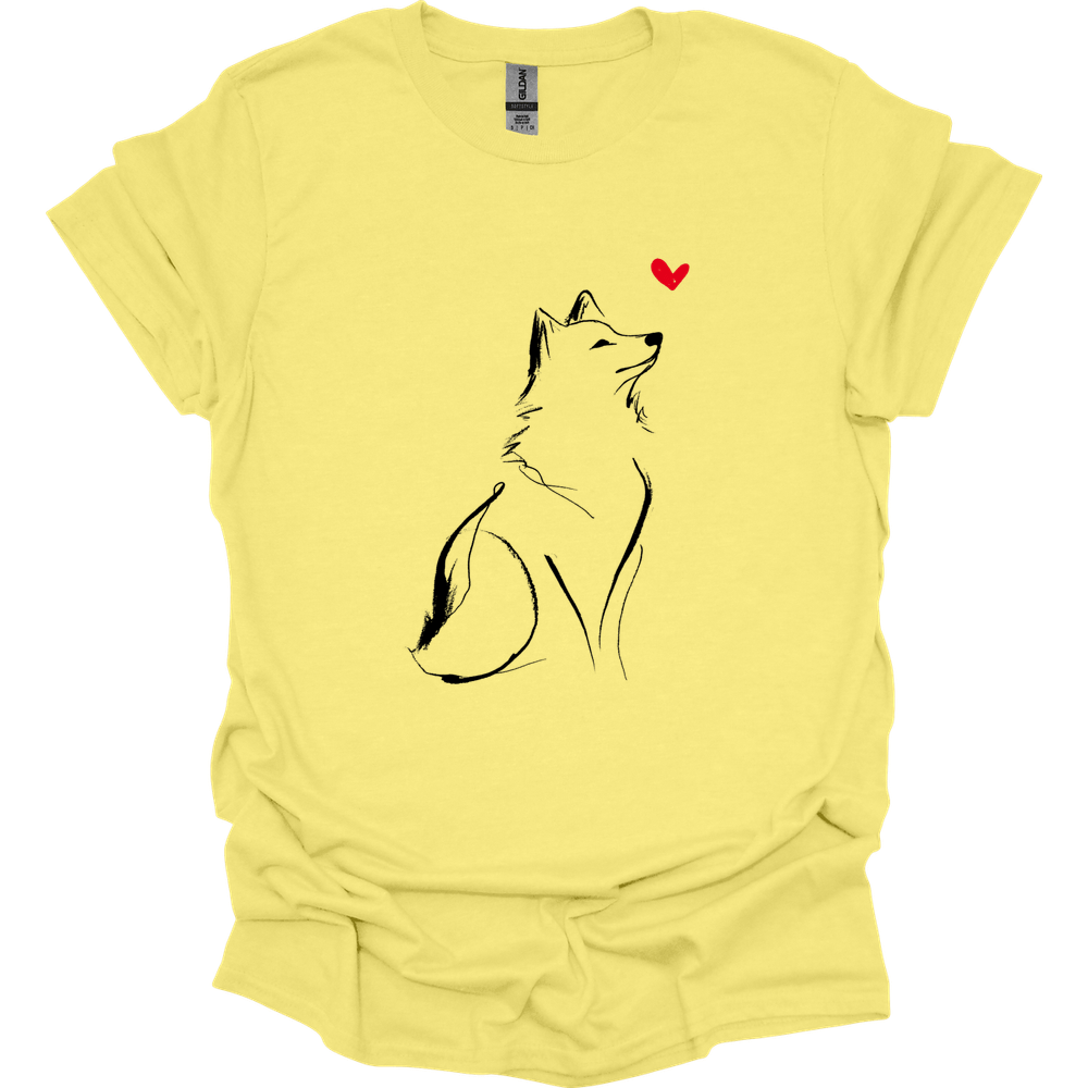 Shiba Inu - Sketch Dog T-Shirt - Cornsilk