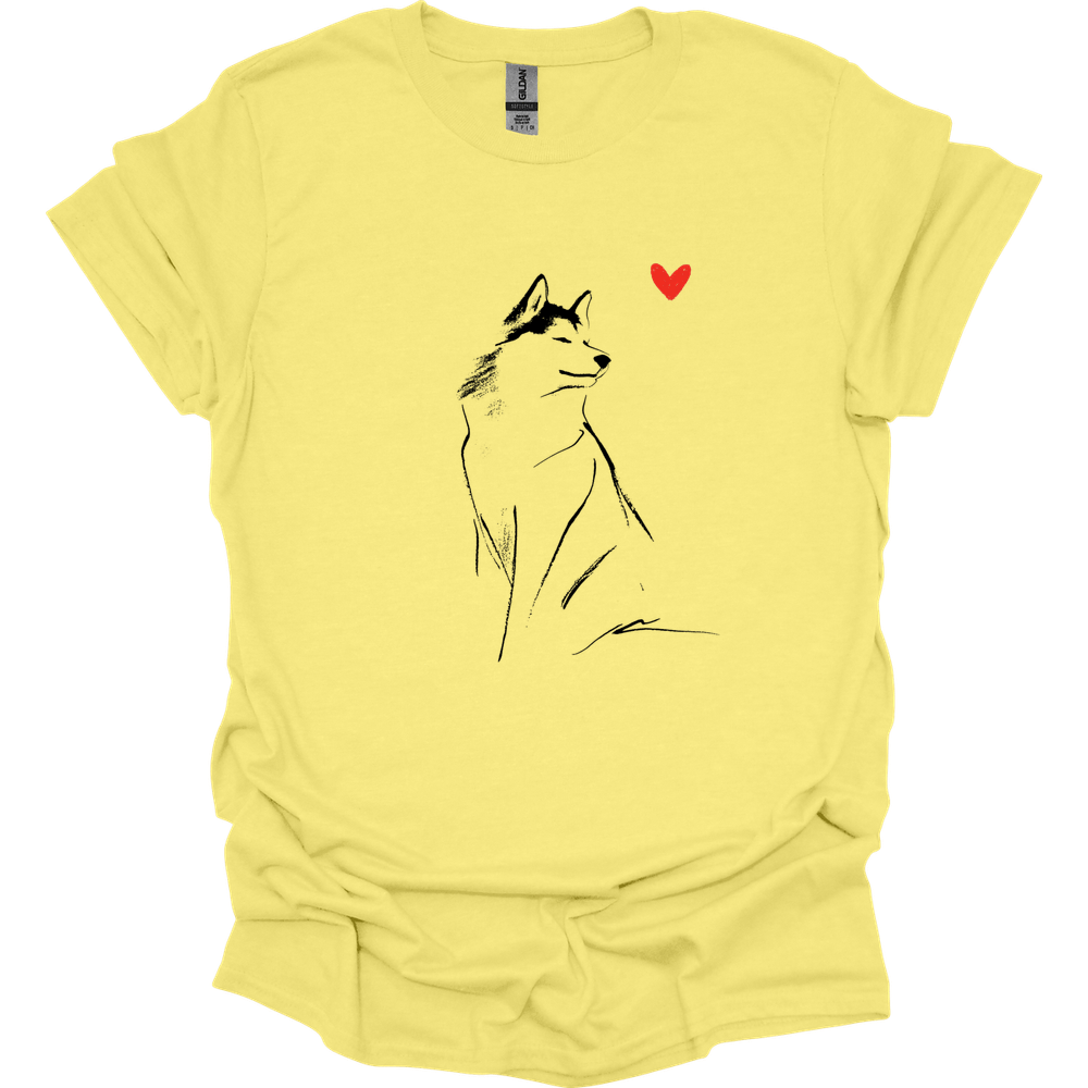 Siberian Husky - Sketch Dog T-Shirt - Cornsilk