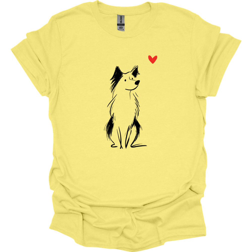 Australian Shepherd - Sketch Dog T-Shirt - Cornsilk