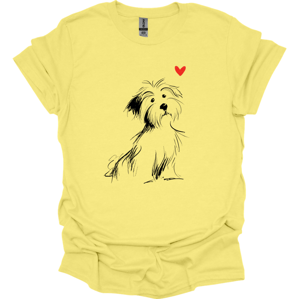 Havanese - Sketch Dog T-Shirt - Cornsilk