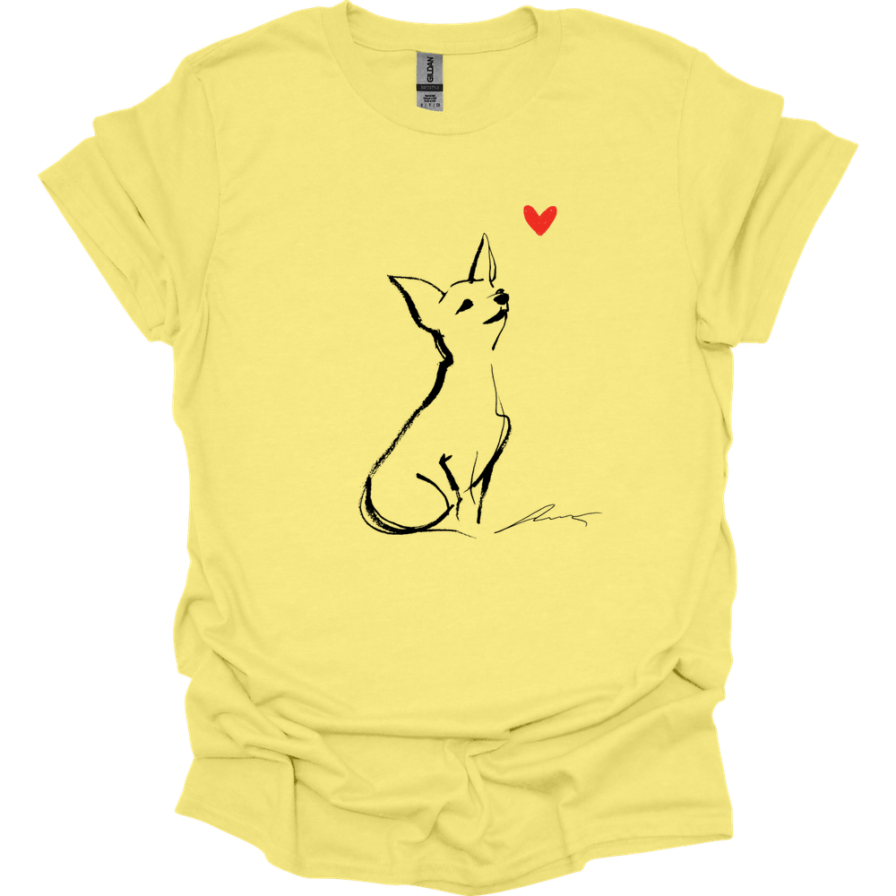Chihuahua - Sketch Dog T-Shirt - Cornsilk