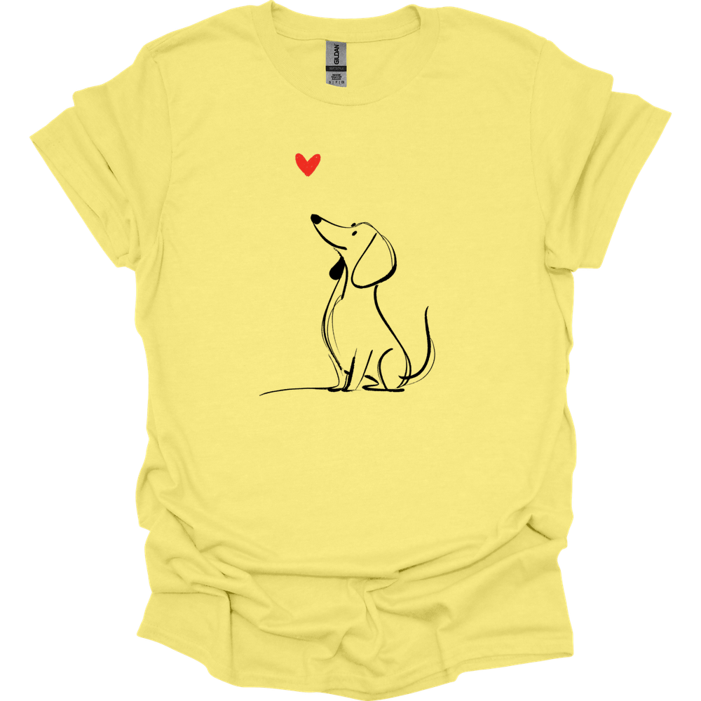 Dachshund - Sketch Dog T-Shirt - Cornsilk