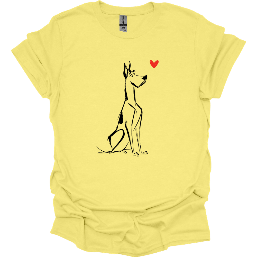 Great Dane - Sketch Dog T-Shirt - Cornsilk
