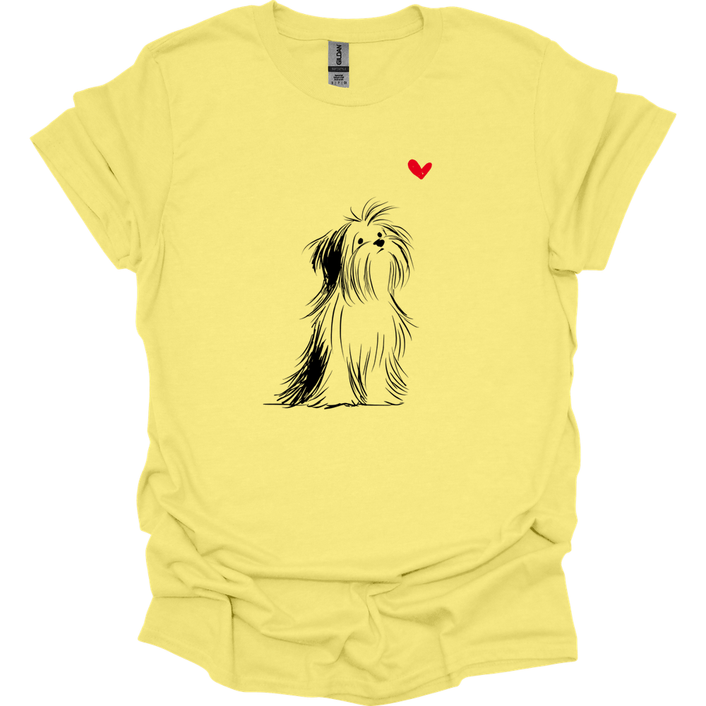Shih Tzu - Sketch Dog T-Shirt - Cornsilk