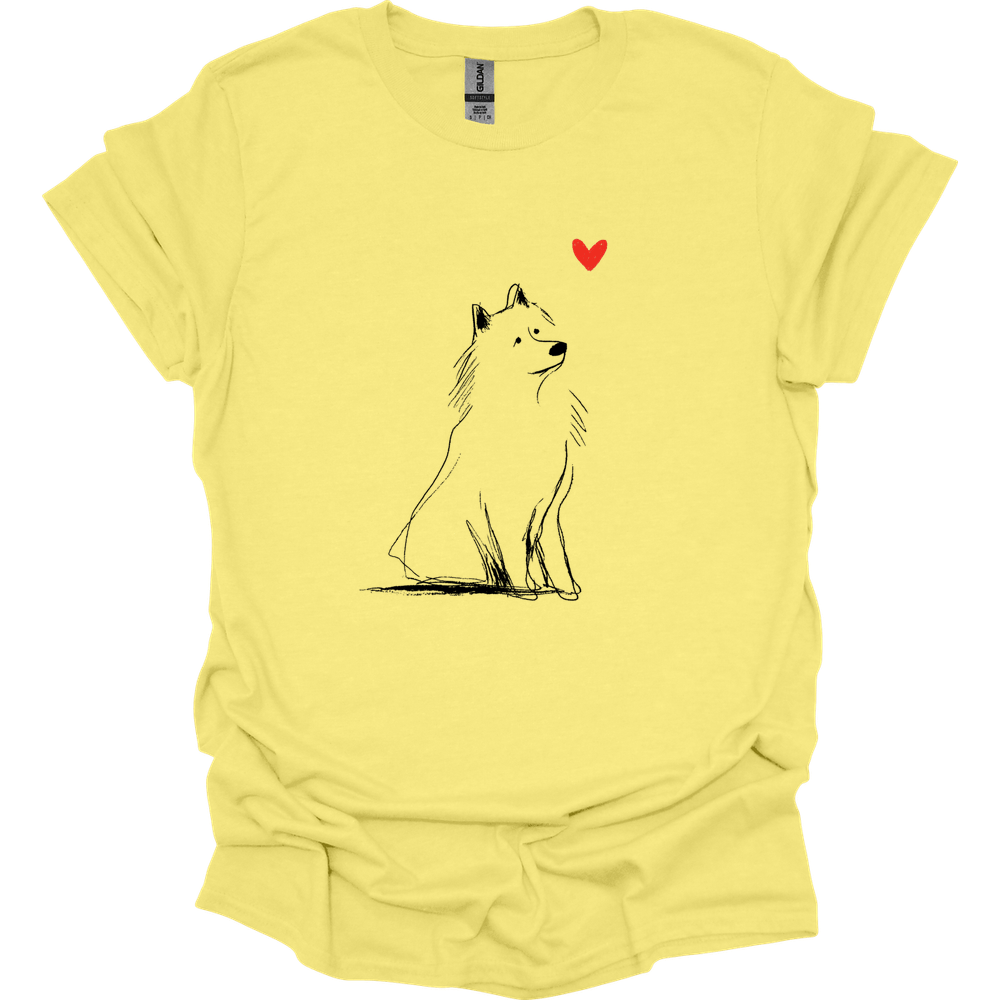 Samoyed - Sketch Dog T-Shirt - Cornsilk