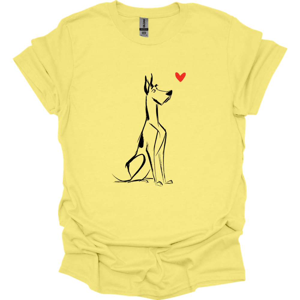 Great Dane - Sketch Dog T-Shirt - Cornsilk