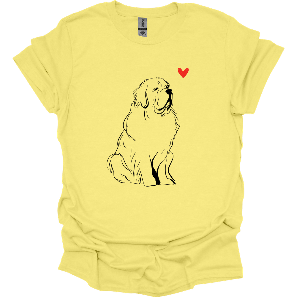 Newfoundland - Sketch Dog T-Shirt - Cornsilk