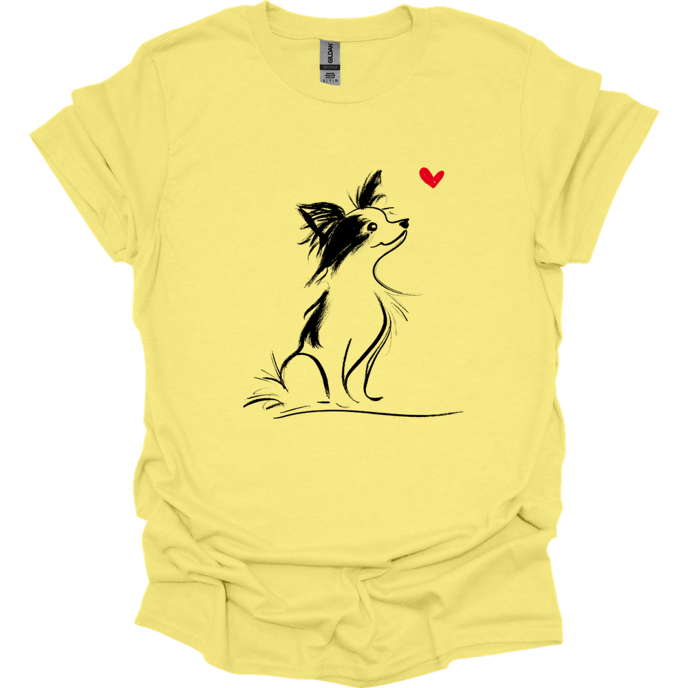 Papillon - Sketch Dog T-Shirt - Cornsilk