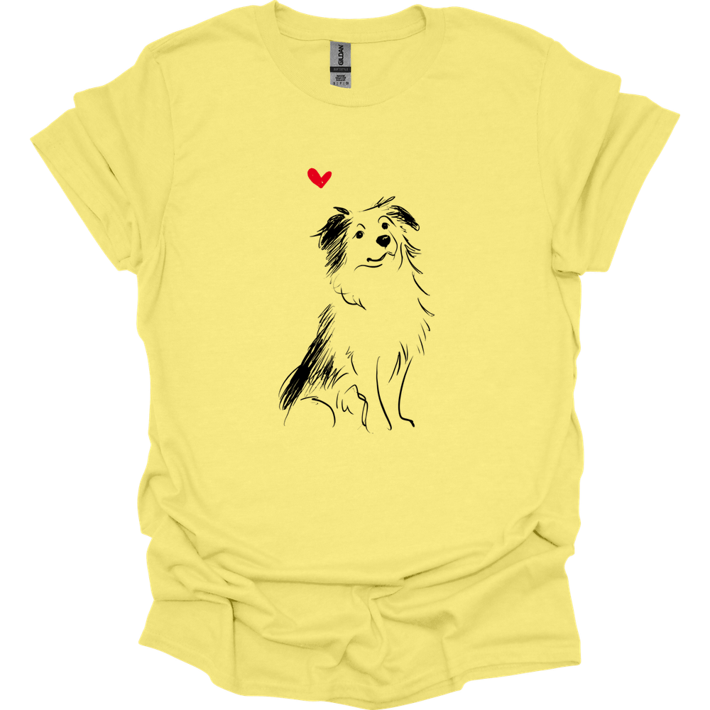 Miniature American Shepherd - Sketch Dog T-Shirt - Cornsilk