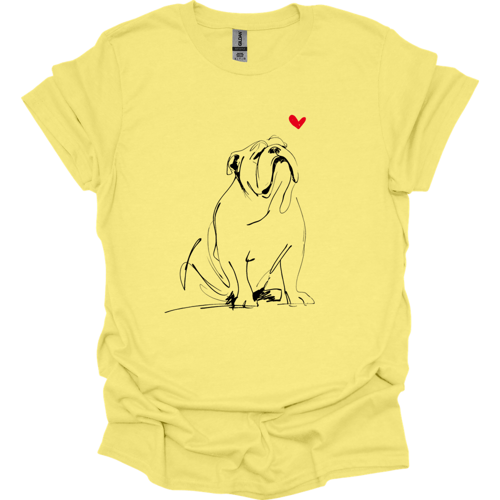 Bulldog - Sketch Dog T-Shirt - Cornsilk