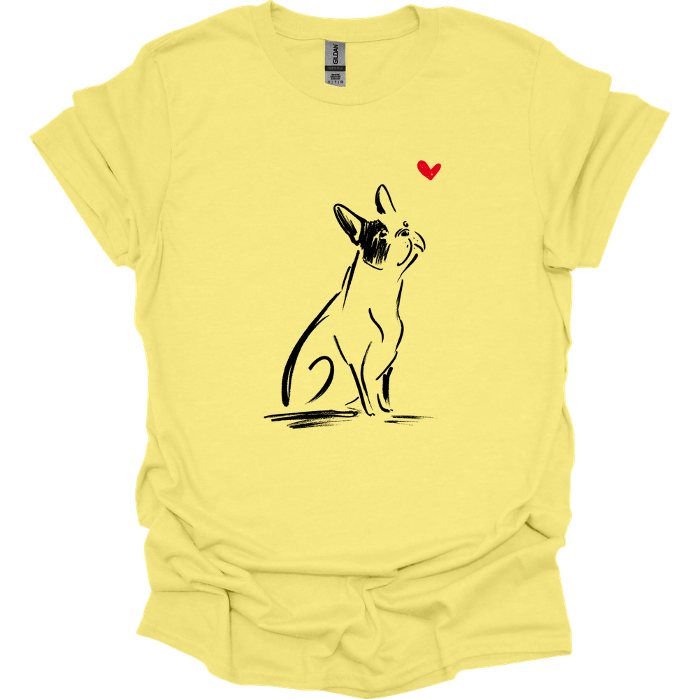 Boston Terrier - Sketch Dog T-Shirt - Cornsilk