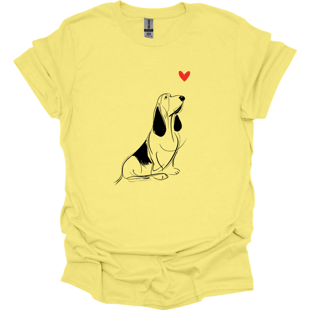 Basset Hound - Sketch Dog T-Shirt - Cornsilk