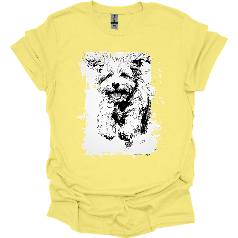 Bichon Frise - Running Dog T-Shirt - Cornsilk