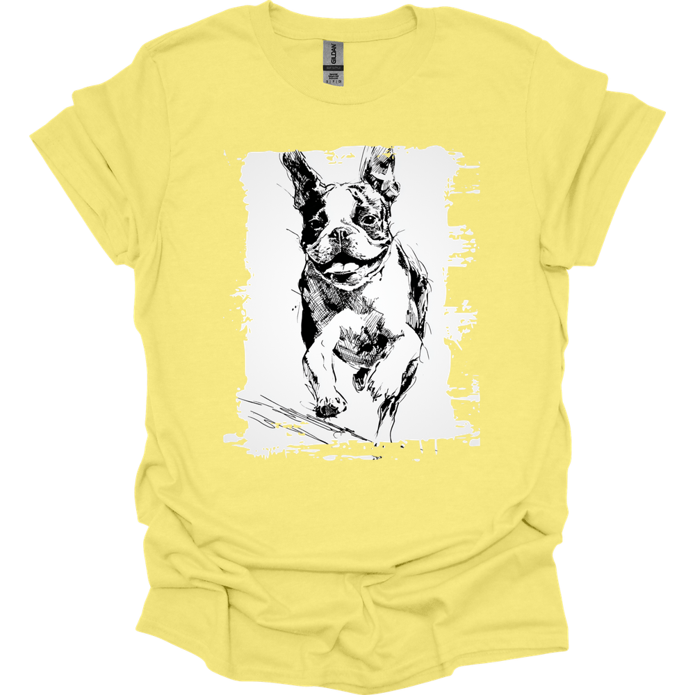 Boston Terrier - Running Dog T-Shirt - Cornsilk