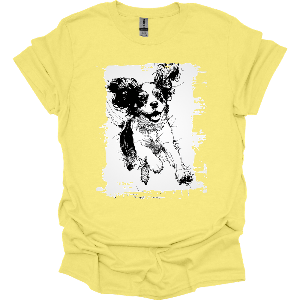 Cavalier King Charles Spaniel - Running Dog T-Shirt - Cornsilk