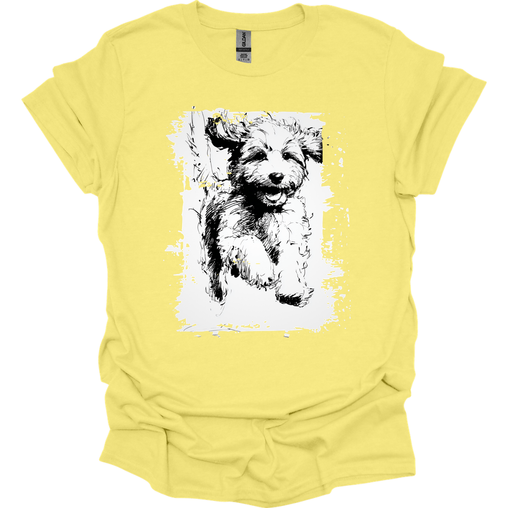 Cavapoo - Running Dog T-Shirt - Cornsilk