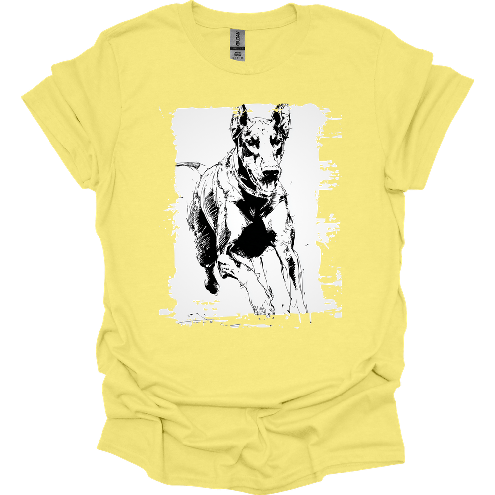 Doberman - Running Dog T-Shirt - Cornsilk