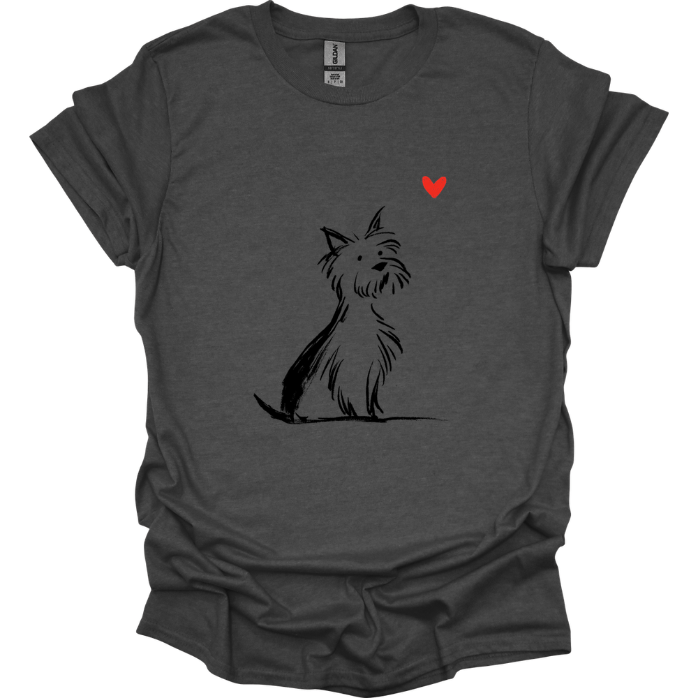 Yorkshire Terrier - Sketch Dog T-Shirt - Dark Heather