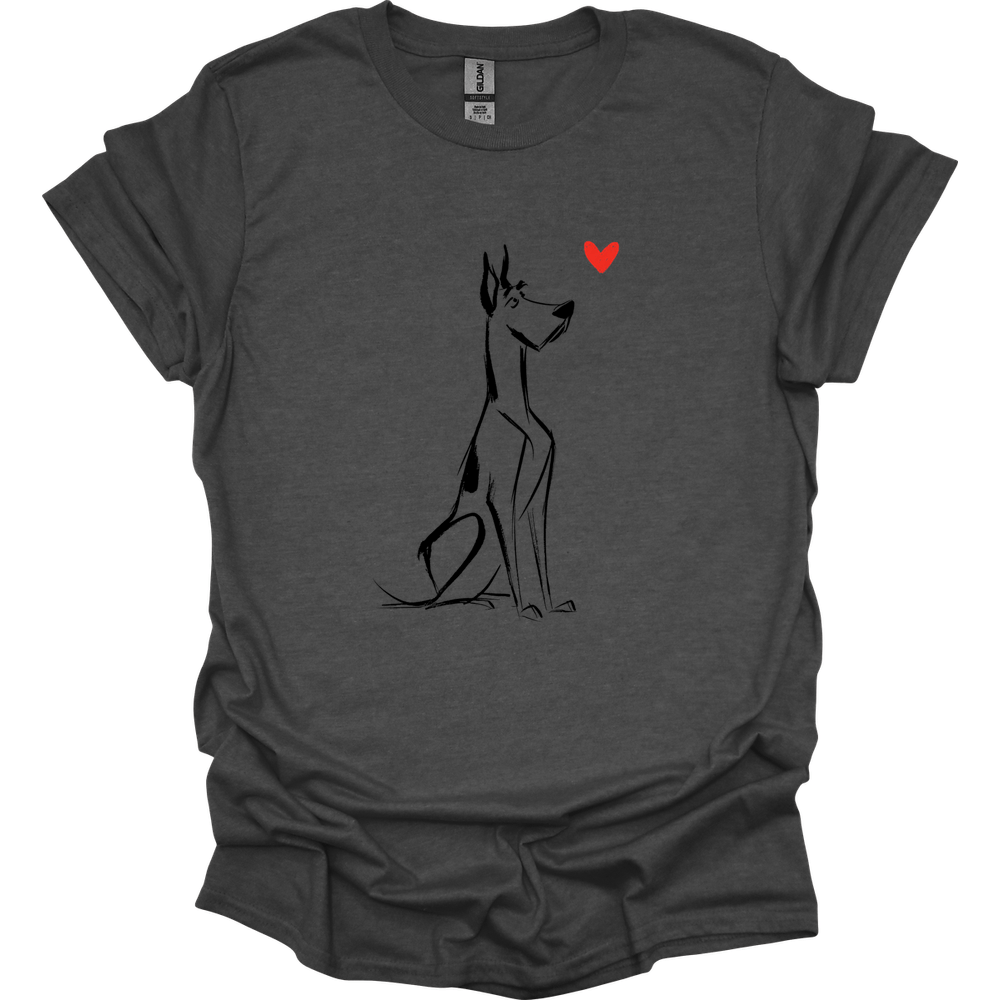 Great Dane - Sketch Dog T-Shirt - Dark Heather