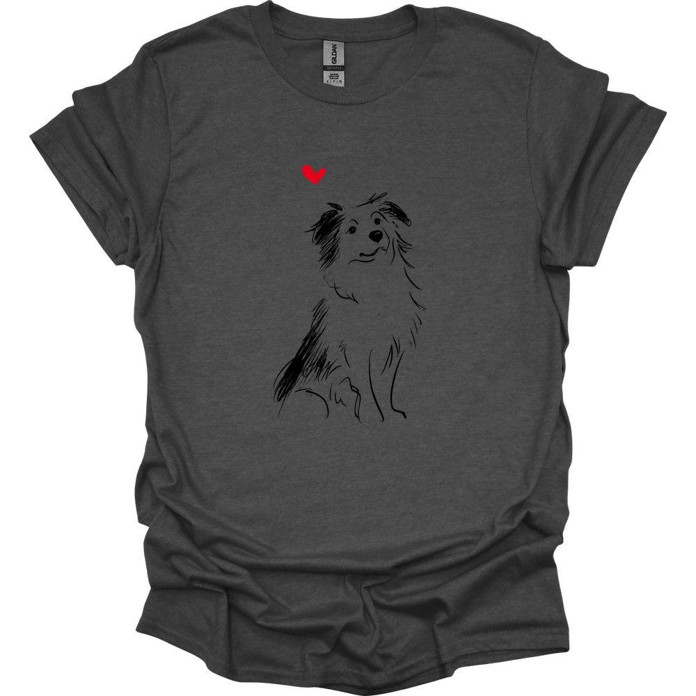 Miniature American Shepherd - Sketch Dog T-Shirt - Dark Heather