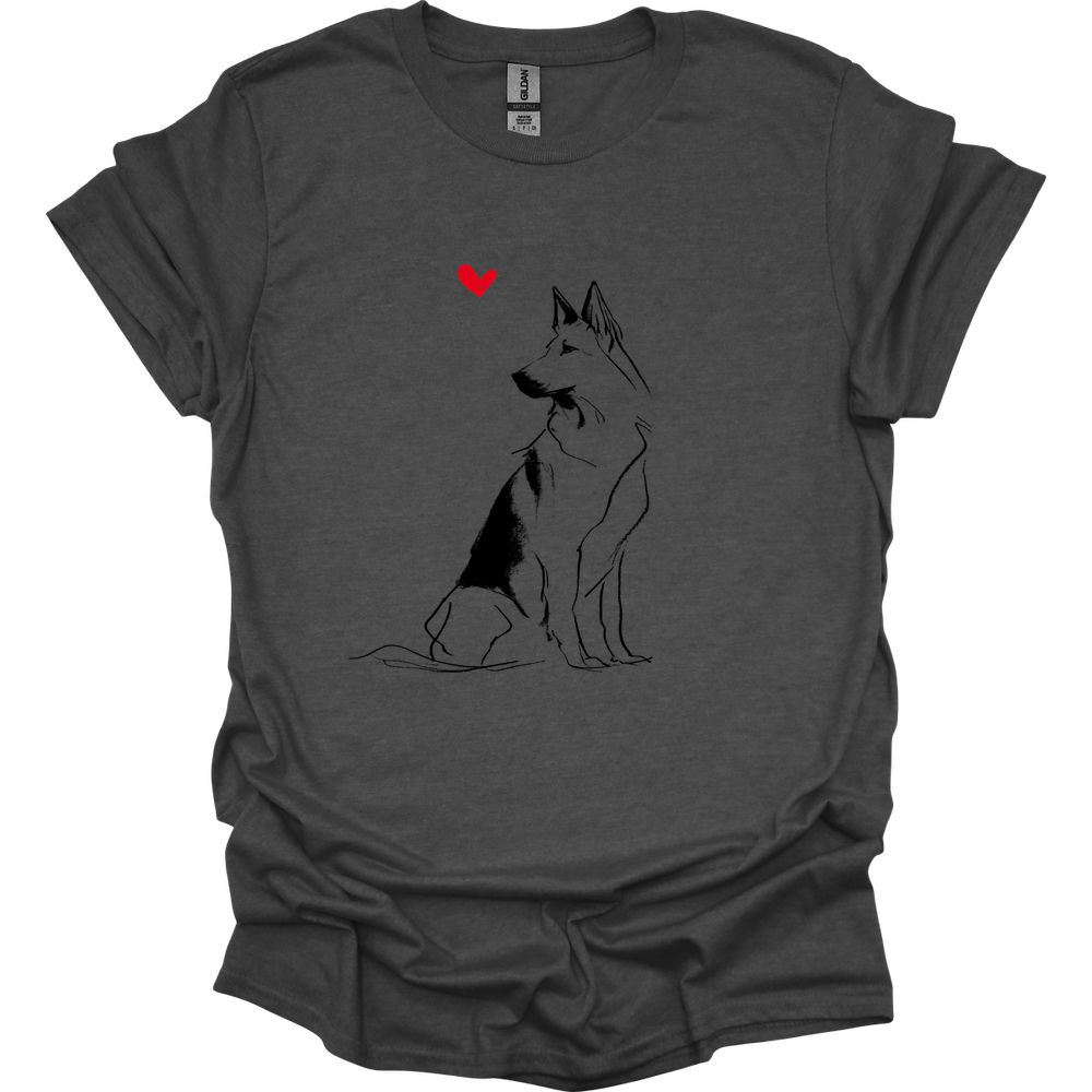 Dutch Shepherd - Sketch Dog T-Shirt - Dark Heather