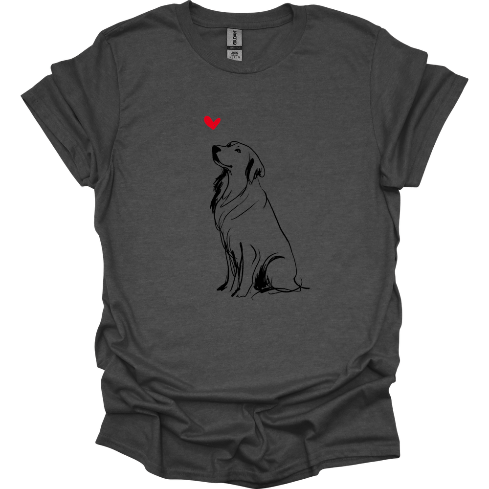 Golden Retriever - Sketch Dog T-Shirt - Dark Heather