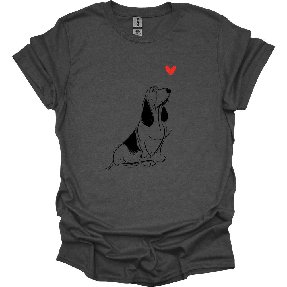 Basset Hound - Sketch Dog T-Shirt - Dark Heather