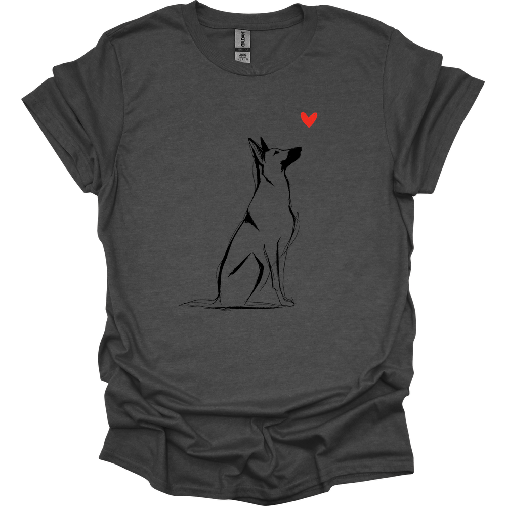Beligian Malinois - Sketch Dog T-Shirt - Dark Heather