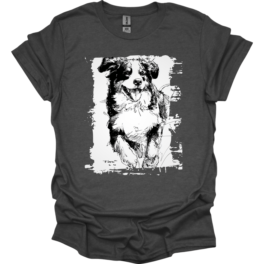 Bernese Mountain Dog - Running Dog T-Shirt - Dark Heather