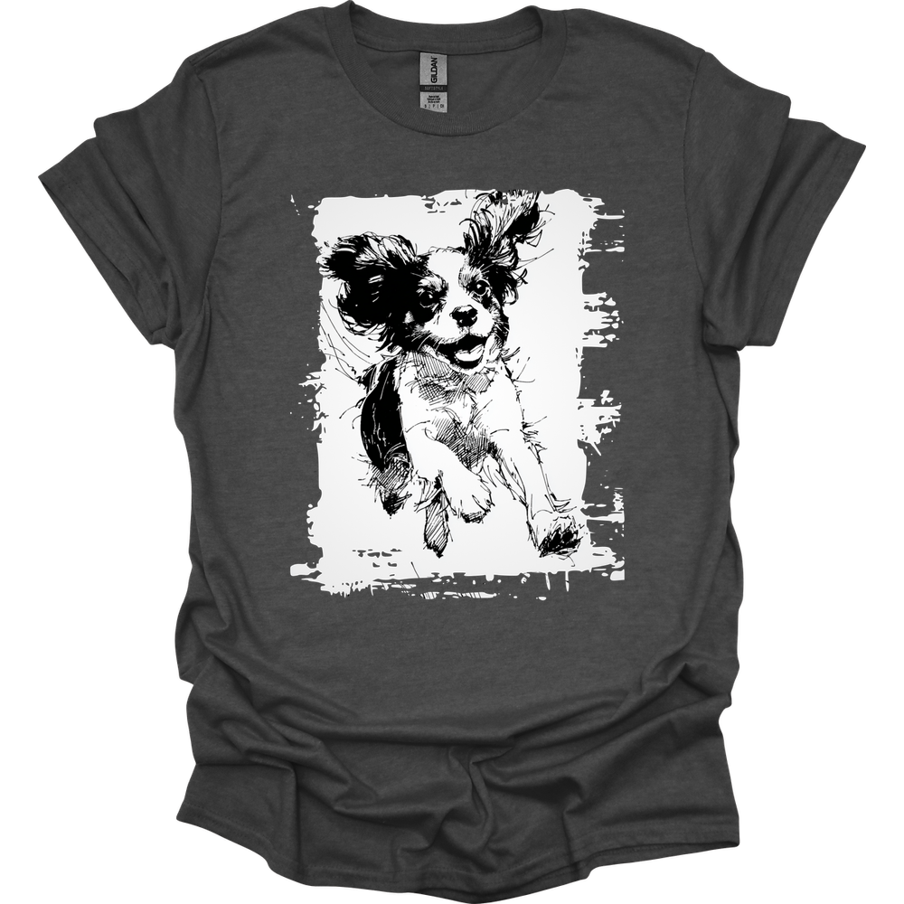 Cavalier King Charles Spaniel - Running Dog T-Shirt - Dark Heather