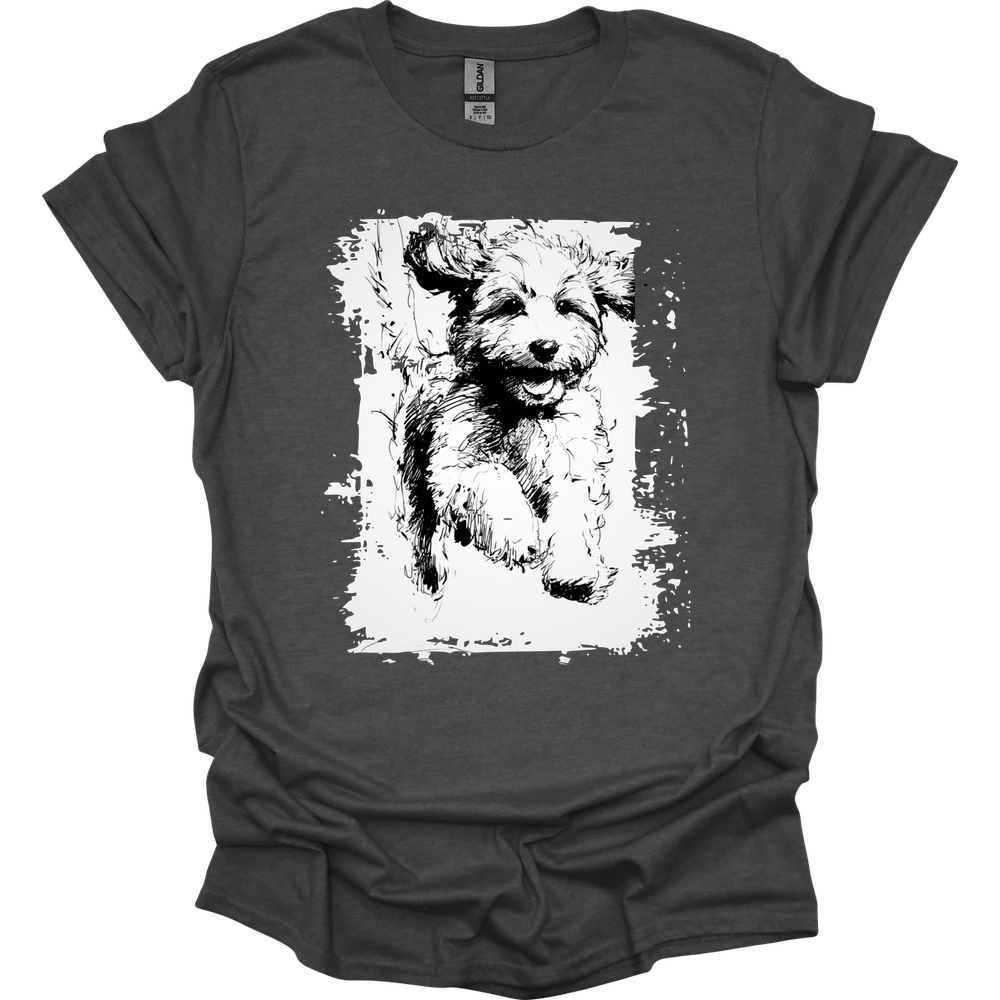 Cavapoo - Running Dog T-Shirt - Dark Heather