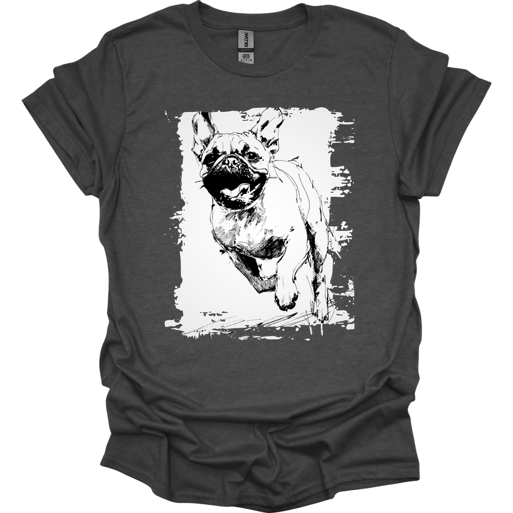 Pug - Running Dog T-Shirt - Dark Heather