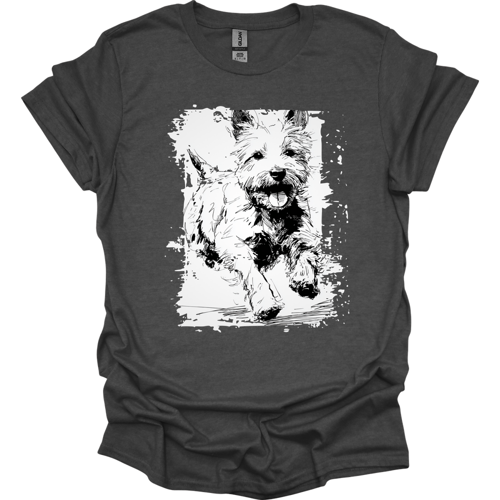 West Hightland White Terrier - Running Dog T-Shirt - Dark Heather