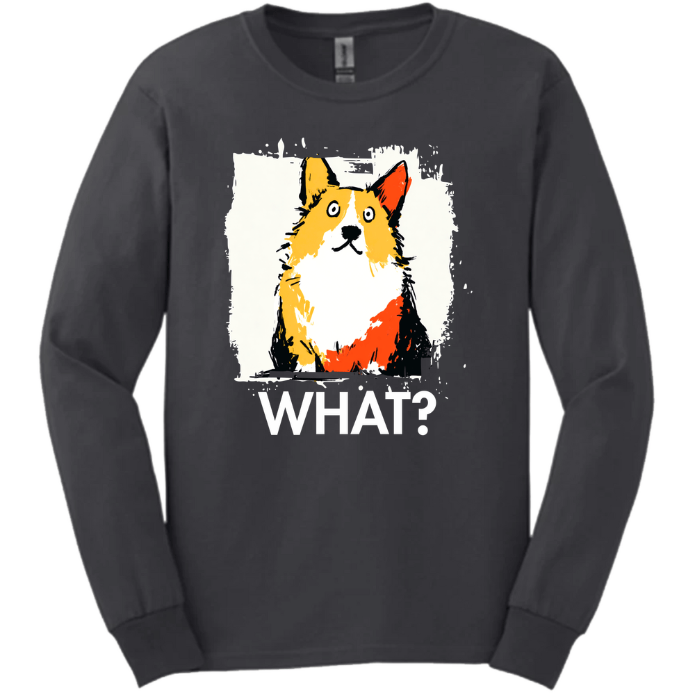 Corgi - What Dog Long Sleeve Tee - Dark Heather