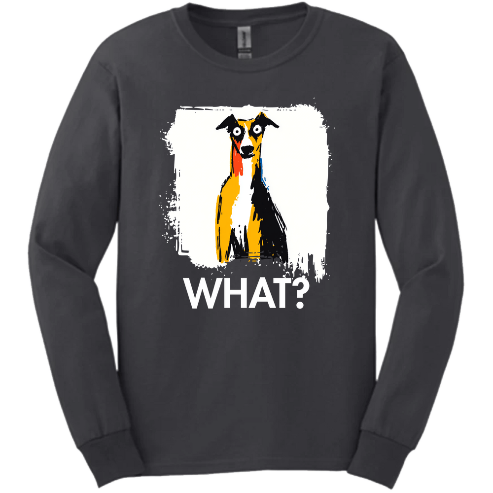Whippet - What Dog Long Sleeve Tee - Dark Heather