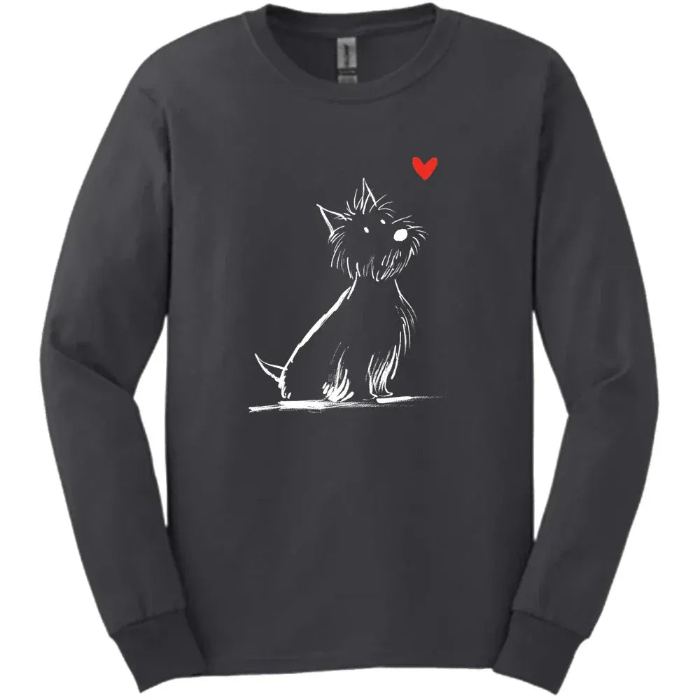 West Highland White Terrier - Sketch Dog Long Sleeve Tee - Dark Heather