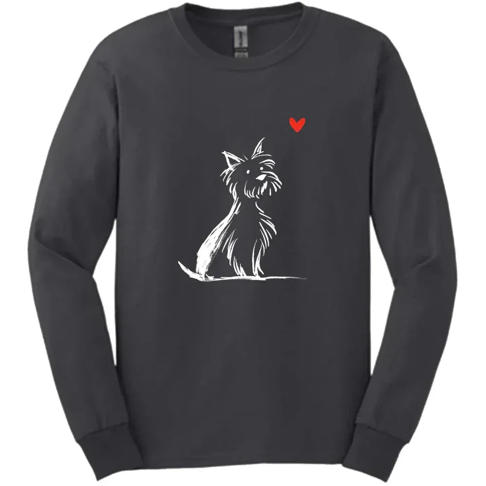 Yorkshire Terrier - Sketch Dog Long Sleeve Tee - Dark Heather