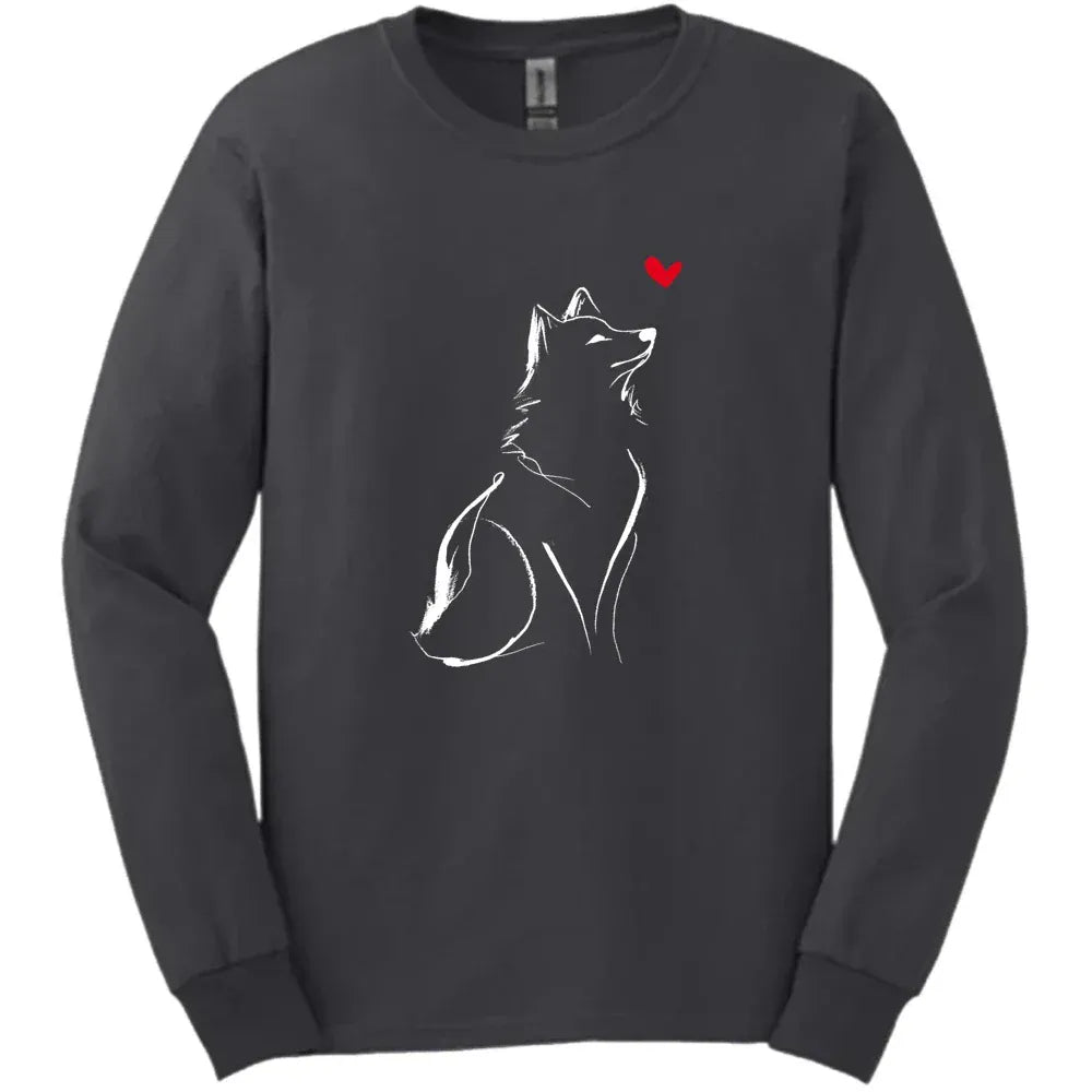 Shiba Inu - Sketch Dog Long Sleeve Tee - Dark Heather