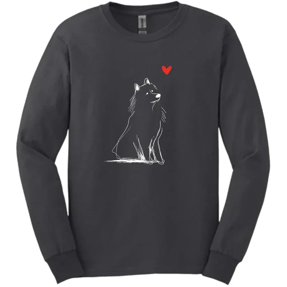 Samoyed - Sketch Dog Long Sleeve Tee - Dark Heather