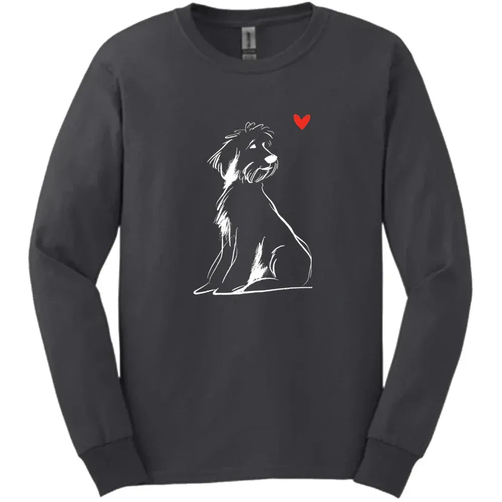 Portuguese Water Dog - Sketch Dog Long Sleeve Tee - Dark Heather