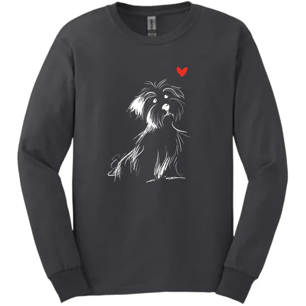 Havanese - Sketch Dog Long Sleeve Tee - Dark Heather