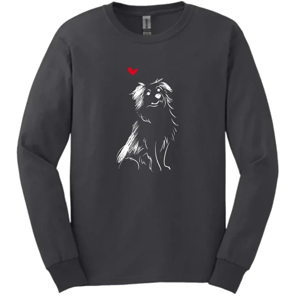 Miniature American Shepherd - Sketch Dog Long Sleeve Tee - Dark Heather