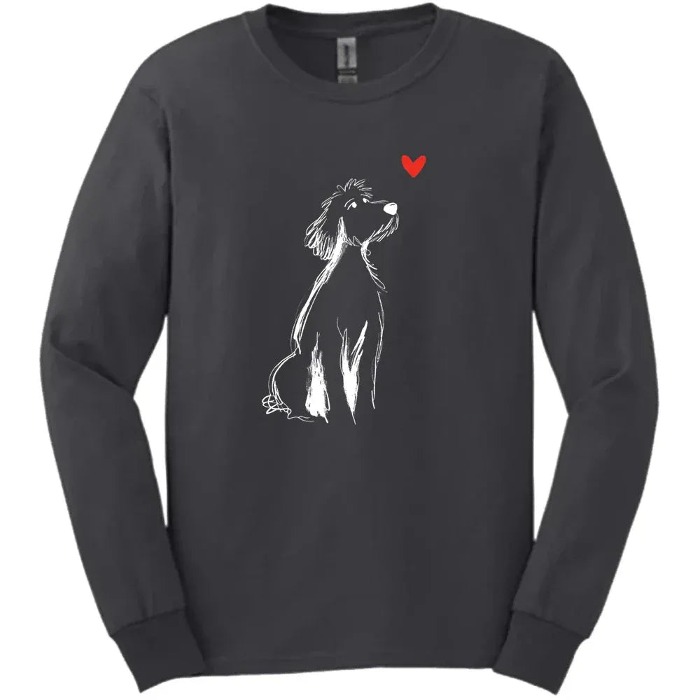 Golden Doodle - Sketch Dog Long Sleeve Tee - Dark Heather