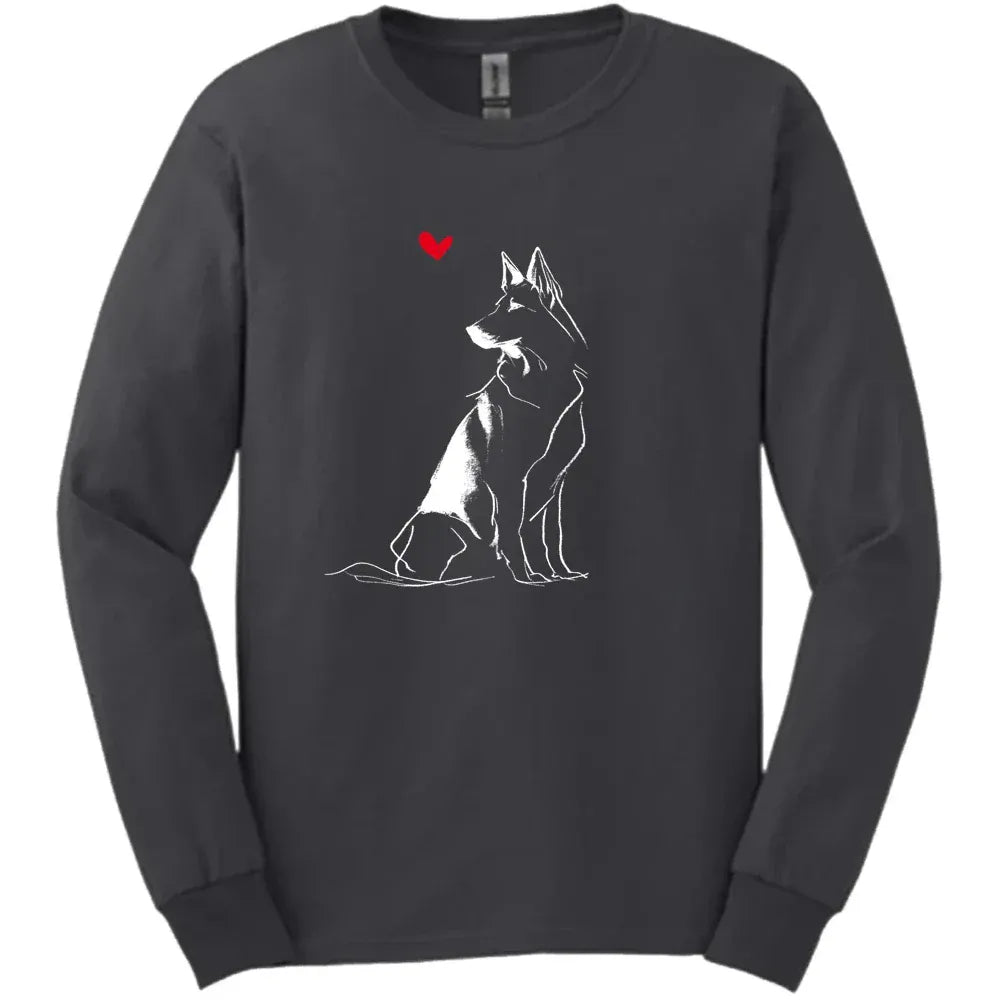 Dutch Shepherd - Sketch Dog Long Sleeve Tee - Dark Heather